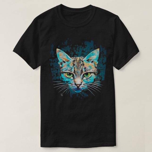 Colour Blue Cat T-Shirt (Design Front)