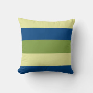 Colour Blue Green Light-Yellow Retro Stripes Cushion