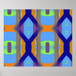 Colour Blue Green Orange Customised Art Pattern Poster