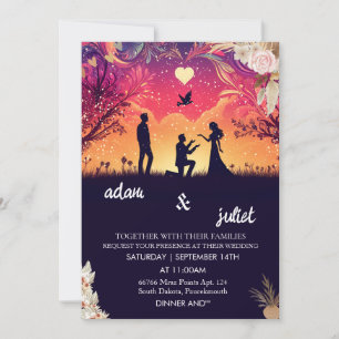 colour boho rustic modern elegant Twilight Wedding Invitation