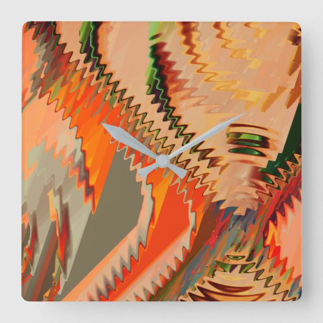 Colour breakage with zigzag or wave effect square wall clock (Front)