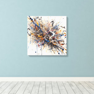 Colour Burst Abstract Art – Energetic Paint Splash Canvas Print