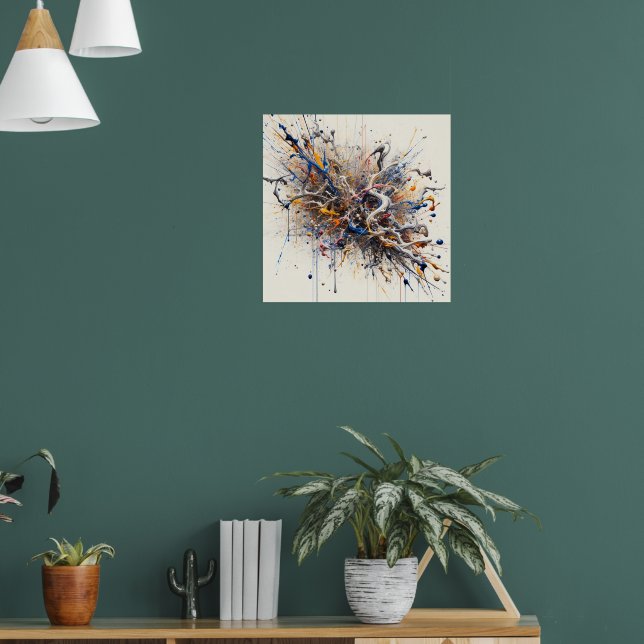 Colour Burst Abstract Art – Energetic Paint Splash Poster (Living Room 1)