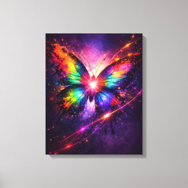 Colour Burst Butterfly Canvas Wall Art (Front)