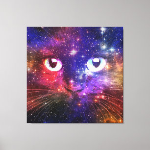 Colour Burst Galaxy Cat Canvas Print