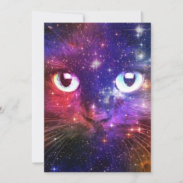 Colour Burst Galaxy Cat  Invitation (Front)
