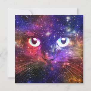Colour Burst Galaxy Cat Invitation