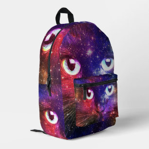 Colour Burst Galaxy Cat Printed Backpack