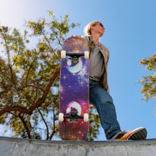 Colour Burst Galaxy Cat Skateboard