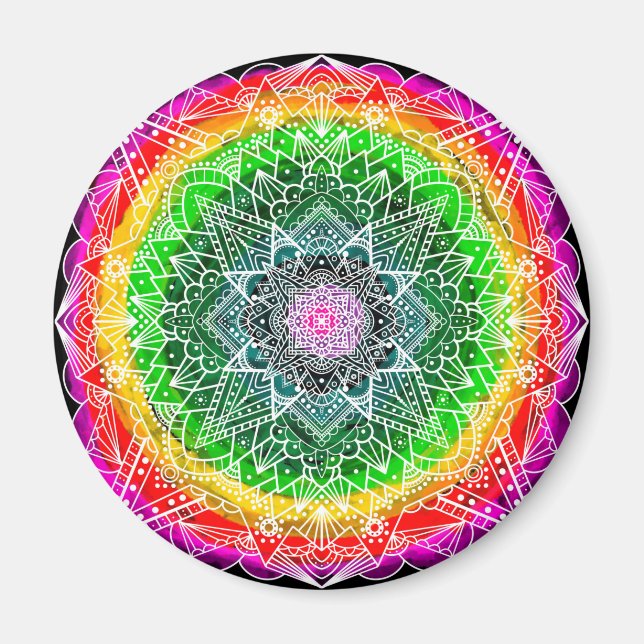 Colour burst Rainbow Prism Mandala     Magnet (Front)