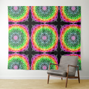 Colour Burst Rainbow Prism Mandala Tapestry
