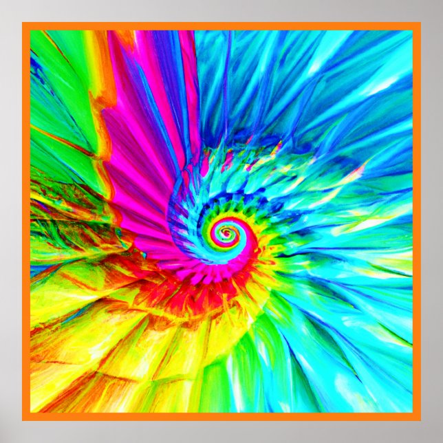 Colour Burst Spiral Pattern Art Poster (Front)