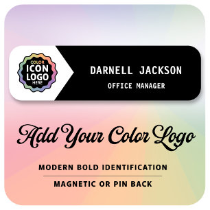 Colour Business Logo Black White Classic Chevron I Name Tag