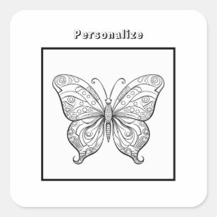 Colour Butterfly Personalised Square Sticker
