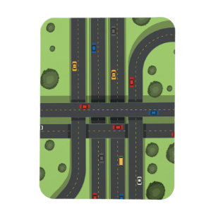 Colour Cartoon Highway & Cars Cool Background Grap Magnet