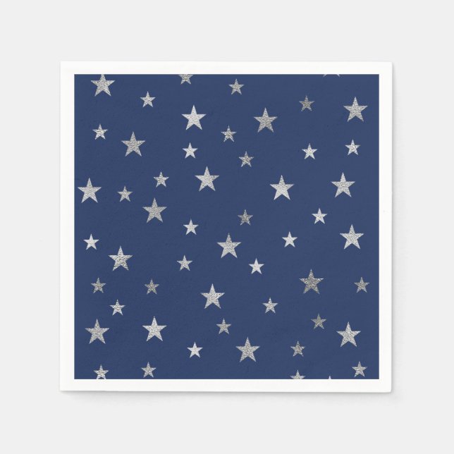 Colour Change Background with Faux Silver Stars Napkin (Front)