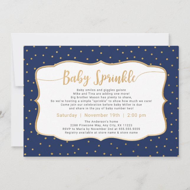 Colour Changeable Baby Sprinkle gold confetti Invitation (Front)