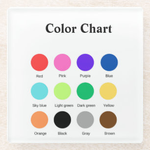 Colour chart school teacher kids chart editable glass coaster