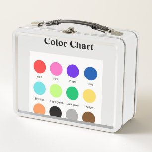 Colour chart school teacher kids chart editable metal lunch box