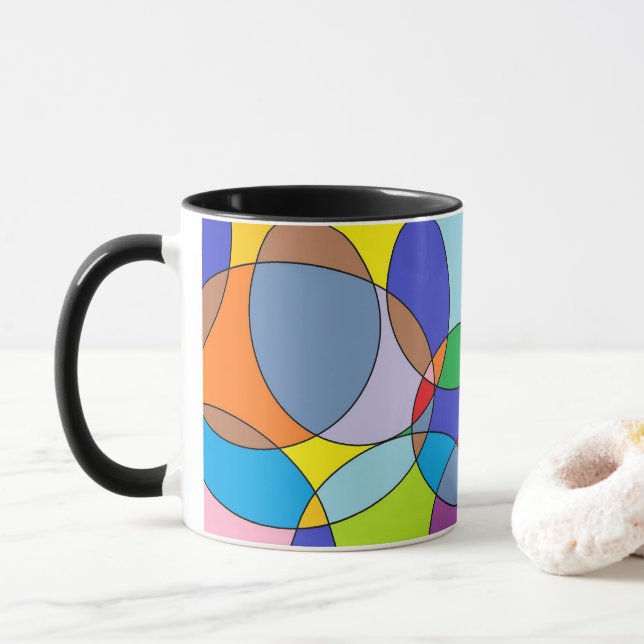 Colour Circles and Ovals Mug (With Donut)