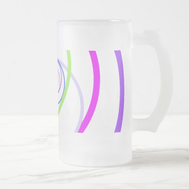 colour circles frosted glass beer mug (Right)