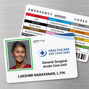 Colour Coded Frame Hospital Employee Photo ID Badg Badge