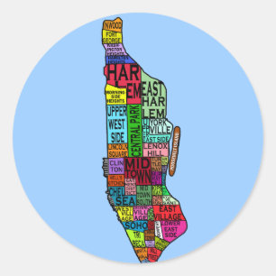 Colour Coded Manhattan NYC Tshirts, Hoodies Classic Round Sticker