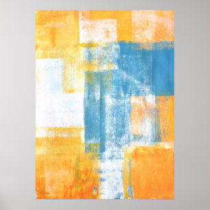 'Colour Combo' Teal and Orange Abstract Art Poster