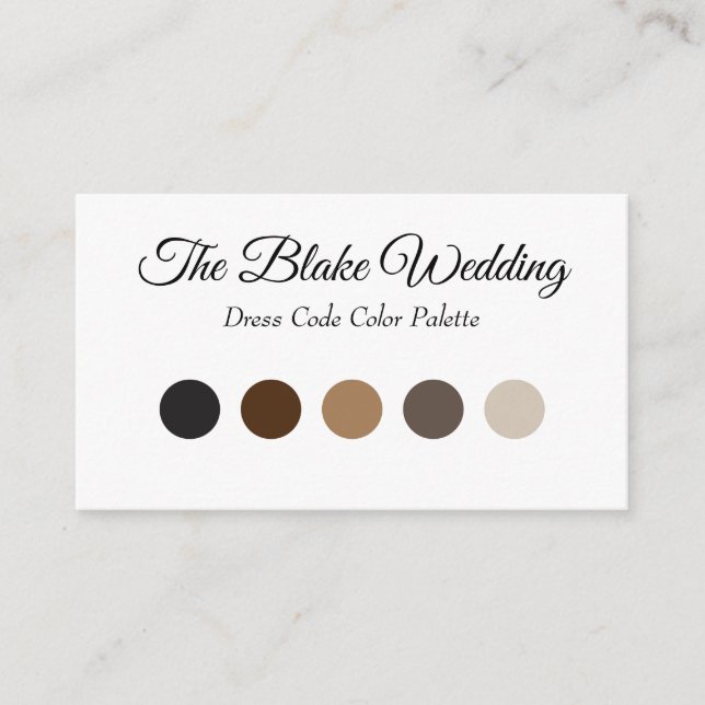 Colour Coordinated Wedding Invitation Insert Cards (Front)