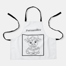 Colour Cow Reading a Book Personalised 