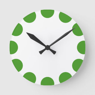 Colour Crescent - Avocado Green with White Round Clock