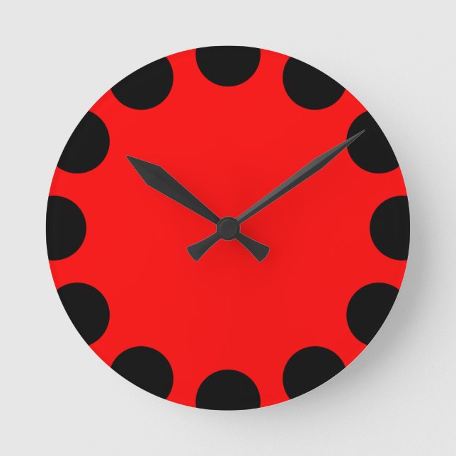 Colour Crescent - Black and Red Round Clock (Front)