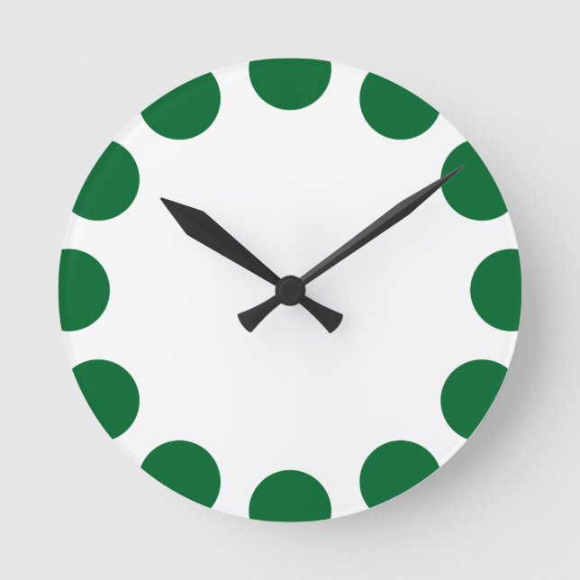 Colour Crescent - Forest Green with White Round Clock (Front)