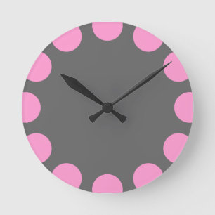 Colour Crescent - Pink and Grey Round Clock