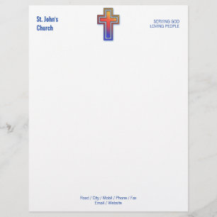 Colour Cross Symbol   Christian Church Customized Letterhead