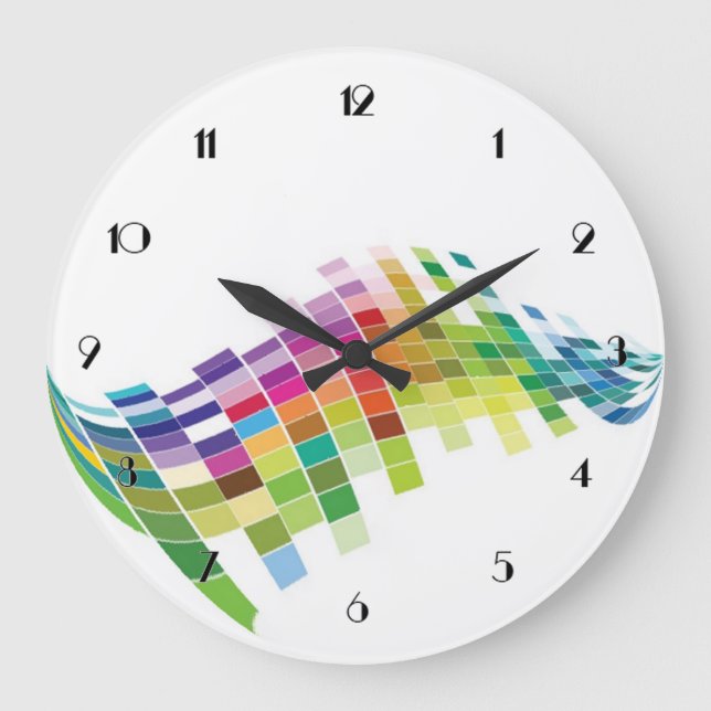 Colour Cube Pixels White Wall Clock (Front)