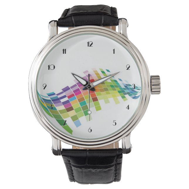 Colour Cube Pixels White Wrist Watch (Front)