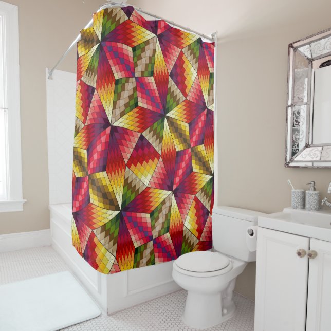 Colour Cubed Shower Curtain (In Situ)