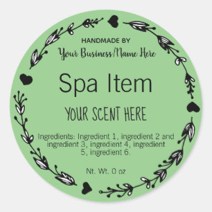 Colour Customisable Handmade Small Business Spa Classic Round Sticker