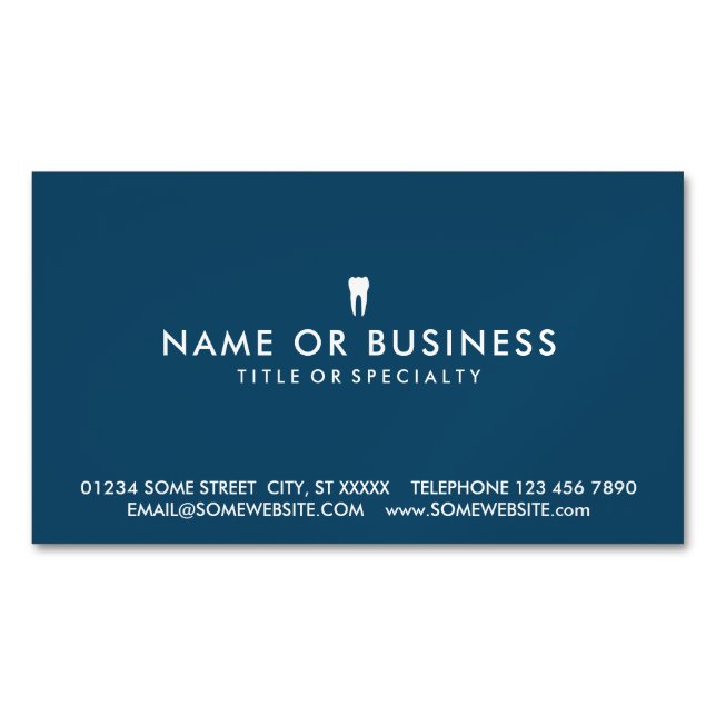 Colour Customisable Simple Dentistry Magnetic Business Card (Front)