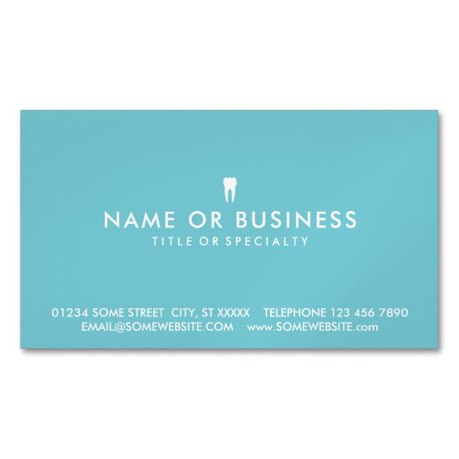 Colour Customisable Simple Dentistry Magnetic Business Card (Front)