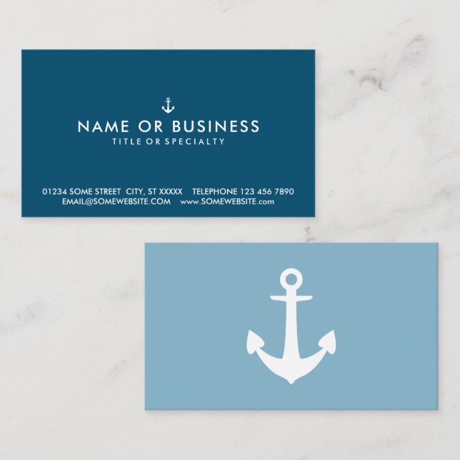 Colour Customisable Simple Ship Anchor Business Ca Business Card (Front/Back)