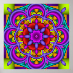 Colour Dance, abstract kaleidoscope wallart Poster