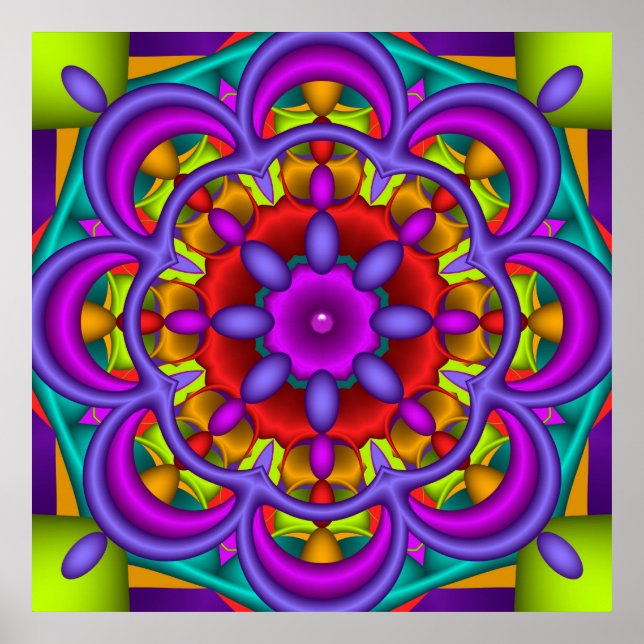 Colour Dance, abstract kaleidoscope wallart Poster (Front)
