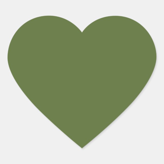 colour dark olive green heart sticker (Front)