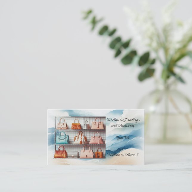 Colour Designer Handbags Accessories Business Card (Standing Front)