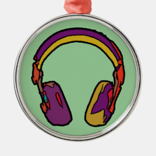colour dj headphone metal tree decoration