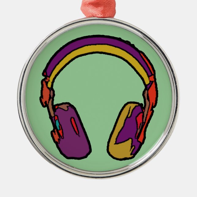 colour dj headphone metal tree decoration (Front)