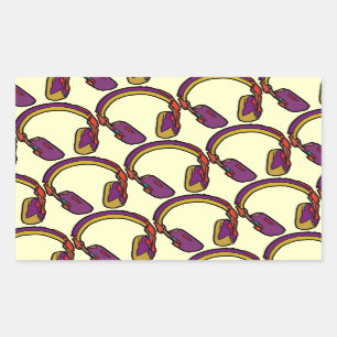 colour dj headphone rectangular sticker