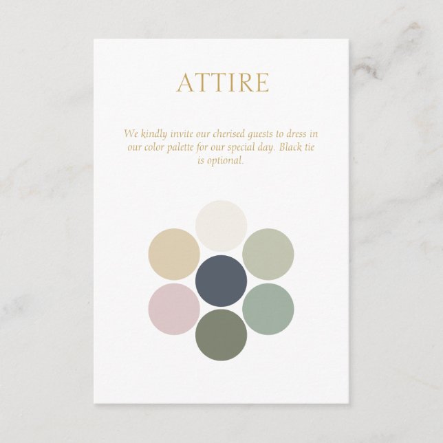 Colour Dot Sage Wedding Attire Dress Code  Enclosure Card (Front)